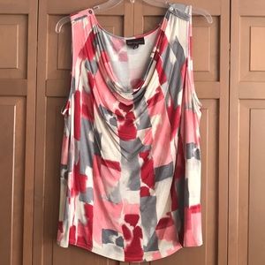 Abstract Print Cowl Neck Tank